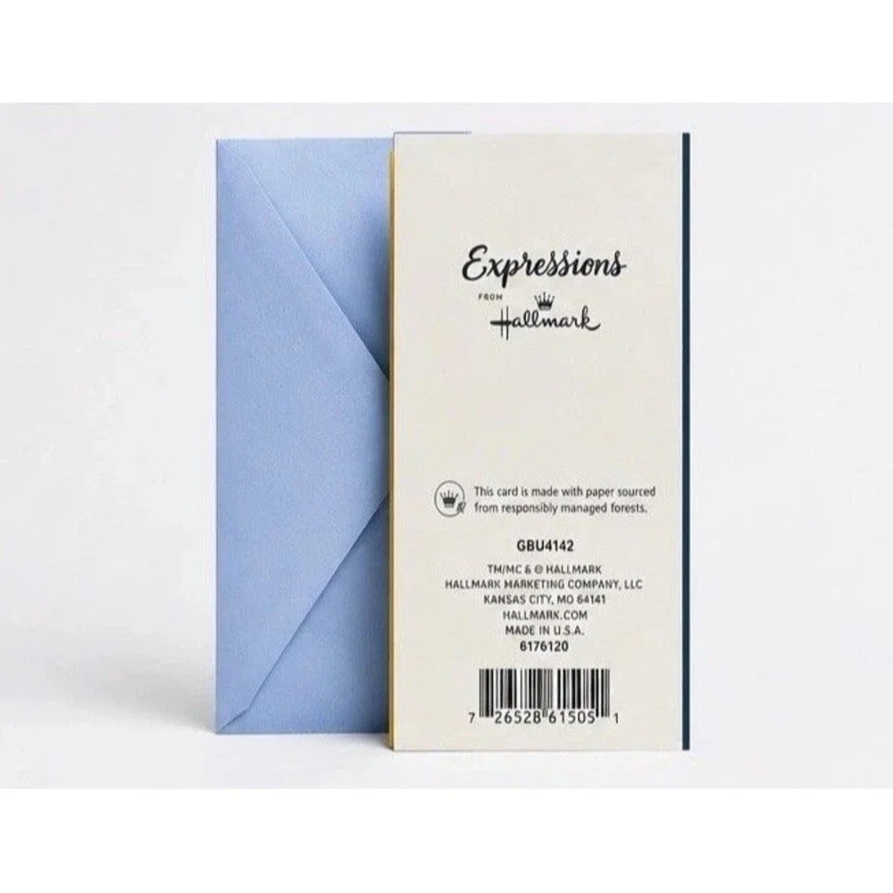 Graduation Card Navy Gold Foil Diploma w/ Envelope Money Holder